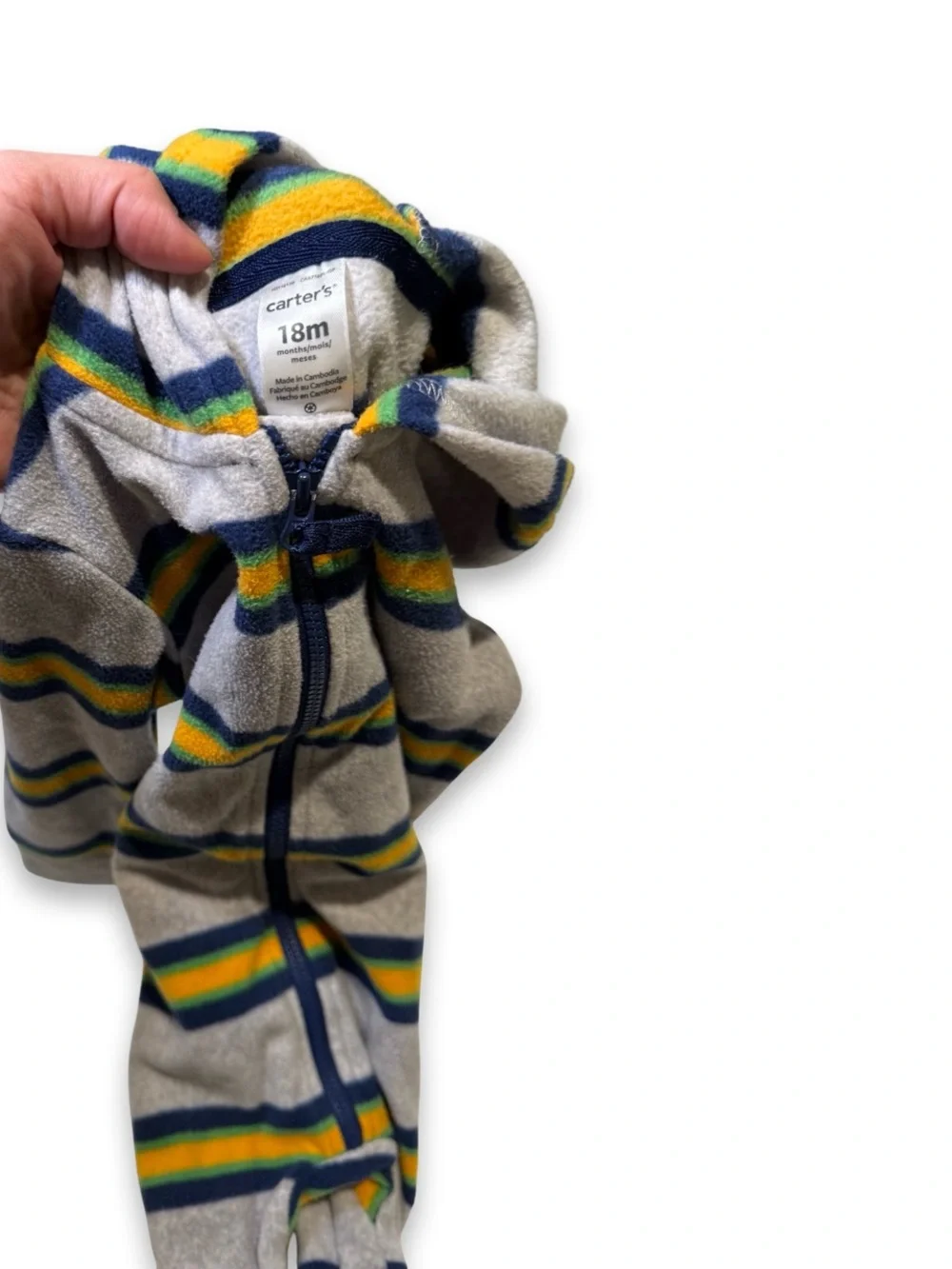 Fleece Striped Hooded Romper — Carter's, 18M